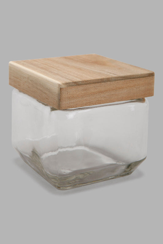Redtag-Clear-Glass-Jar-With-Woven-Lid-(Small)-Category:Canisters-And-Jars,-Colour:White,-Deals:New-In,-Filter:Home-Dining,-HARMONY,-HMW-DIN-Storage,-New-In-HMW-DIN,-Non-Sale,-Section:Homewares,-W22O-Home-Dining-