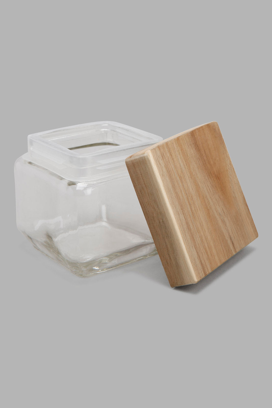 Redtag-Clear-Glass-Jar-With-Woven-Lid-(Small)-Category:Canisters-And-Jars,-Colour:White,-Deals:New-In,-Filter:Home-Dining,-HARMONY,-HMW-DIN-Storage,-New-In-HMW-DIN,-Non-Sale,-Section:Homewares,-W22O-Home-Dining-