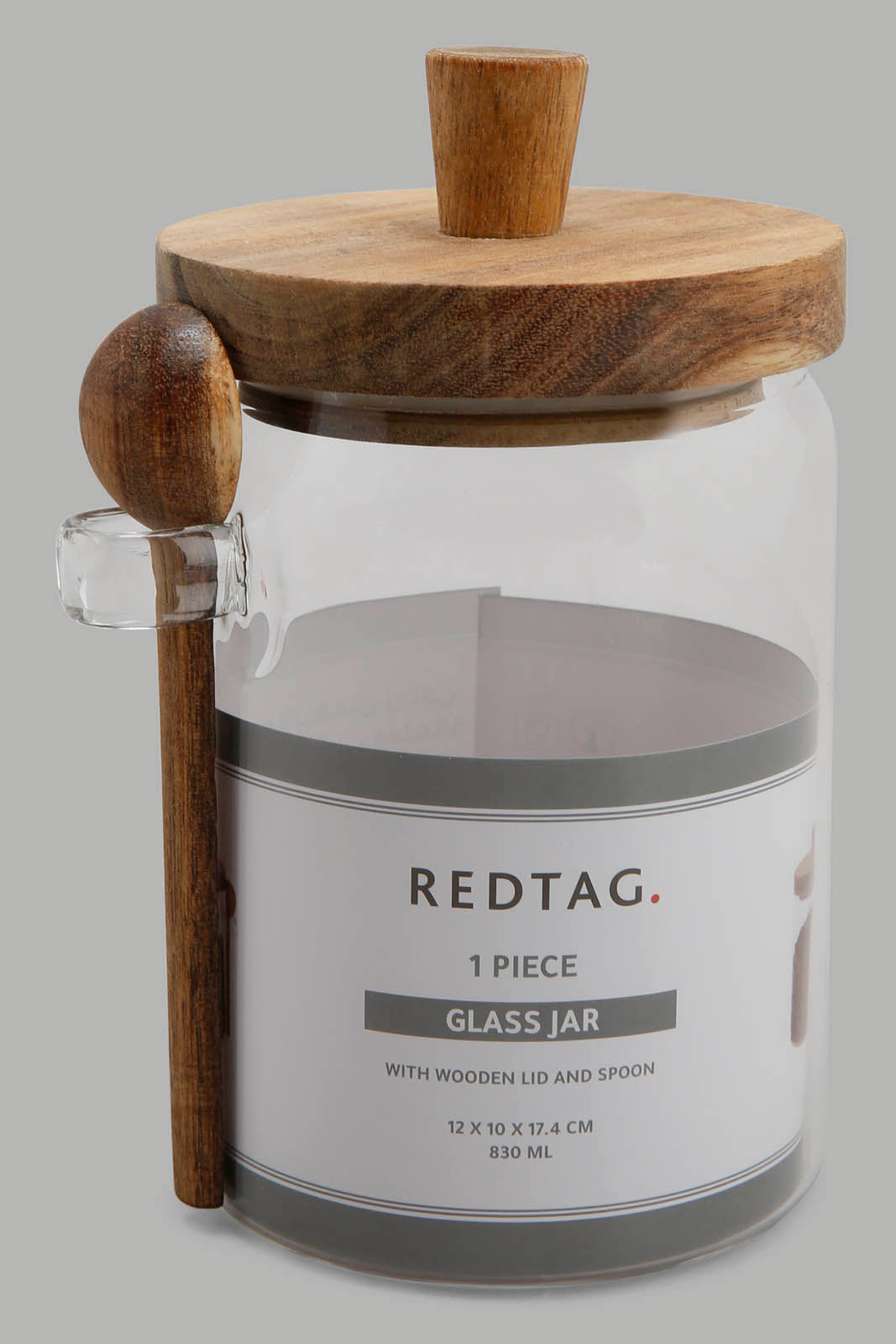 Redtag-Borosilicate-Glass-Jar-With-Lid-And-Spoon-(Medium)-Category:Canisters-And-Jars,-Colour:White,-Deals:New-In,-Filter:Home-Dining,-HARMONY,-HMW-DIN-Storage,-New-In-HMW-DIN,-Non-Sale,-Section:Homewares,-W22O-Home-Dining-