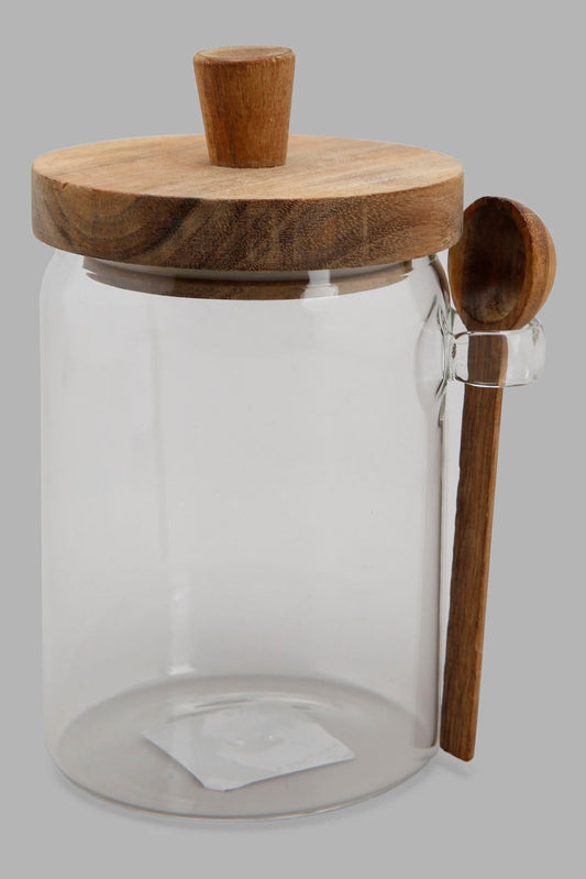 Redtag-Borosilicate-Glass-Jar-With-Lid-And-Spoon-(Medium)-Category:Canisters-And-Jars,-Colour:White,-Deals:New-In,-Filter:Home-Dining,-HARMONY,-HMW-DIN-Storage,-New-In-HMW-DIN,-Non-Sale,-Section:Homewares,-W22O-Home-Dining-