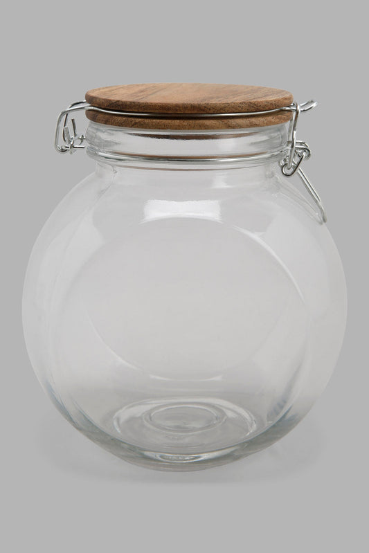 Redtag-Clear-Glass-Jar-With-Woven-Lid-(Medium)-Category:Canisters-And-Jars,-Colour:White,-Deals:New-In,-Filter:Home-Dining,-HARMONY,-HMW-DIN-Storage,-New-In-HMW-DIN,-Non-Sale,-Section:Homewares,-W22O-Home-Dining-