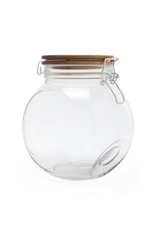 Redtag-Clear-Glass-Jar-With-Woven-Lid-(Small)-2FOR37,-Category:Canisters-And-Jars,-Colour:White,-Deals:2-FOR-37,-Deals:New-In,-Dept:Home,-Euphoric,-Filter:Home-Dining,-HARMONY,-HMW-DIN-Storage,-New-In-HMW-DIN,-Non-Sale,-Section:Homewares,-W22O-Home-Dining-