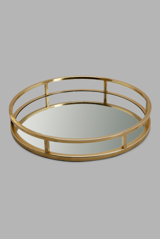 Redtag-Gold-Round-Mirror-Tray-Category:Trays,-Colour:Gold,-Deals:New-In,-Filter:Home-Dining,-HMW-DIN-Serveware,-New-In-HMW-DIN,-Non-Sale,-Section:Homewares,-W22A-Home-Dining-