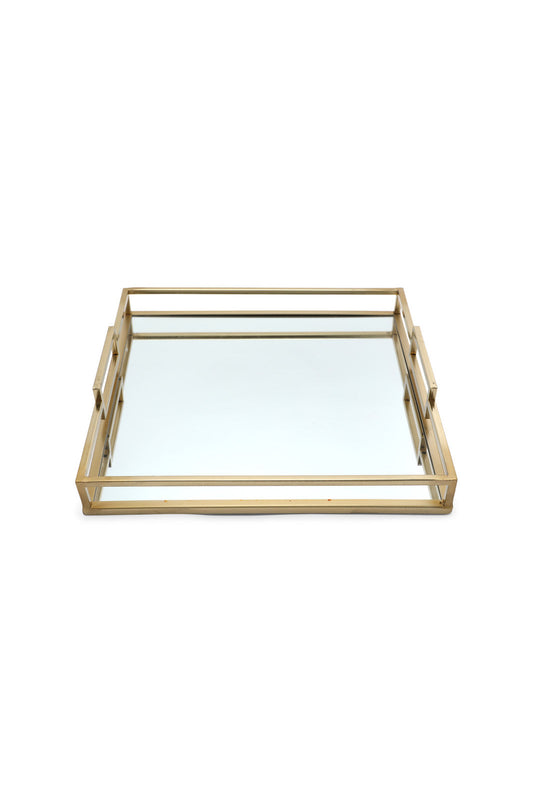 Redtag-Gold-Square-Mirror-Tray-Category:Trays,-Colour:Gold,-Deals:New-In,-Dept:Home,-Filter:Home-Dining,-HMW-DIN-Serveware,-New-In-HMW-DIN,-Non-Sale,-Section:Homewares,-W22A-Home-Dining-