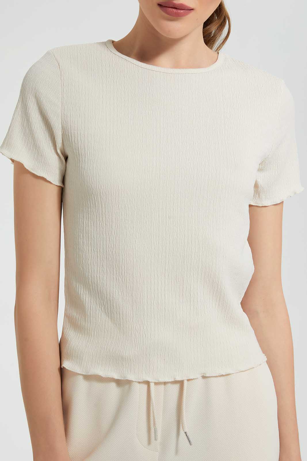Redtag-Beige-Textured-Top-Tops-Women's-