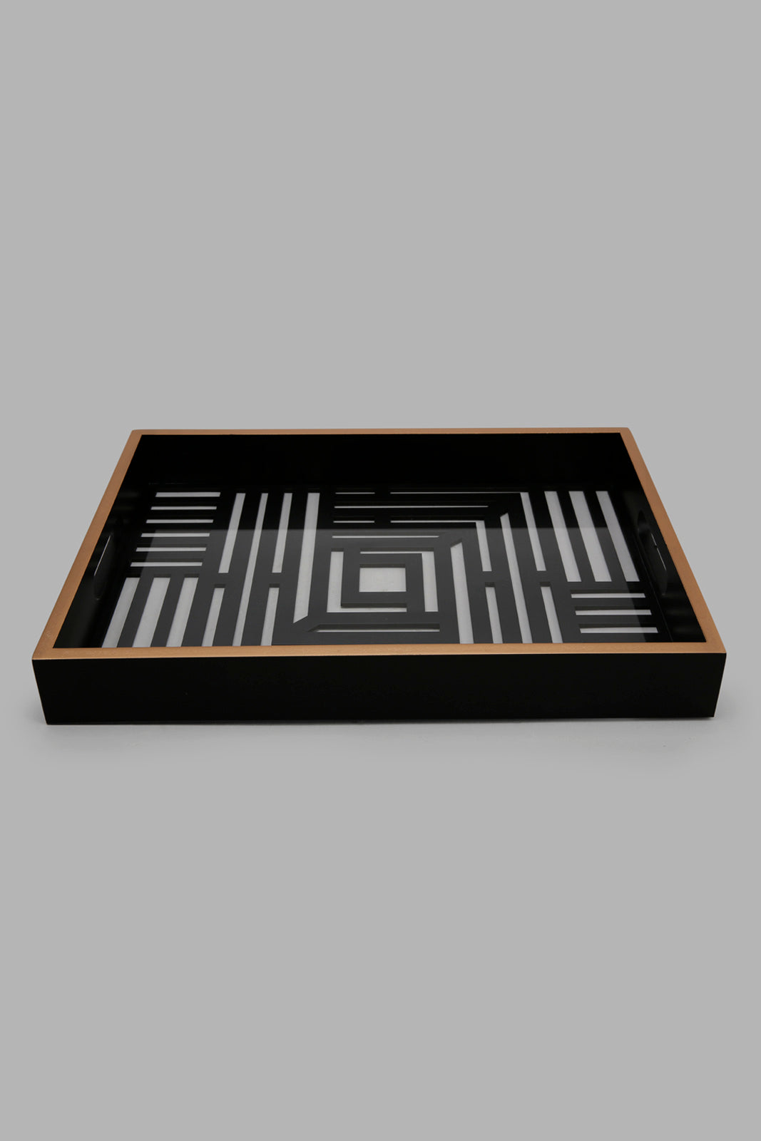 Redtag-Gold-And-Black-Rectangle-Laser-Cut-Tray-(Medium)-Category:Trays,-Colour:Black,-ContentTest,-Deals:New-In,-Filter:Home-Dining,-HMW-DIN-Serveware,-New-In-HMW-DIN,-Non-Sale,-Section:Homewares,-W22A-Home-Dining-