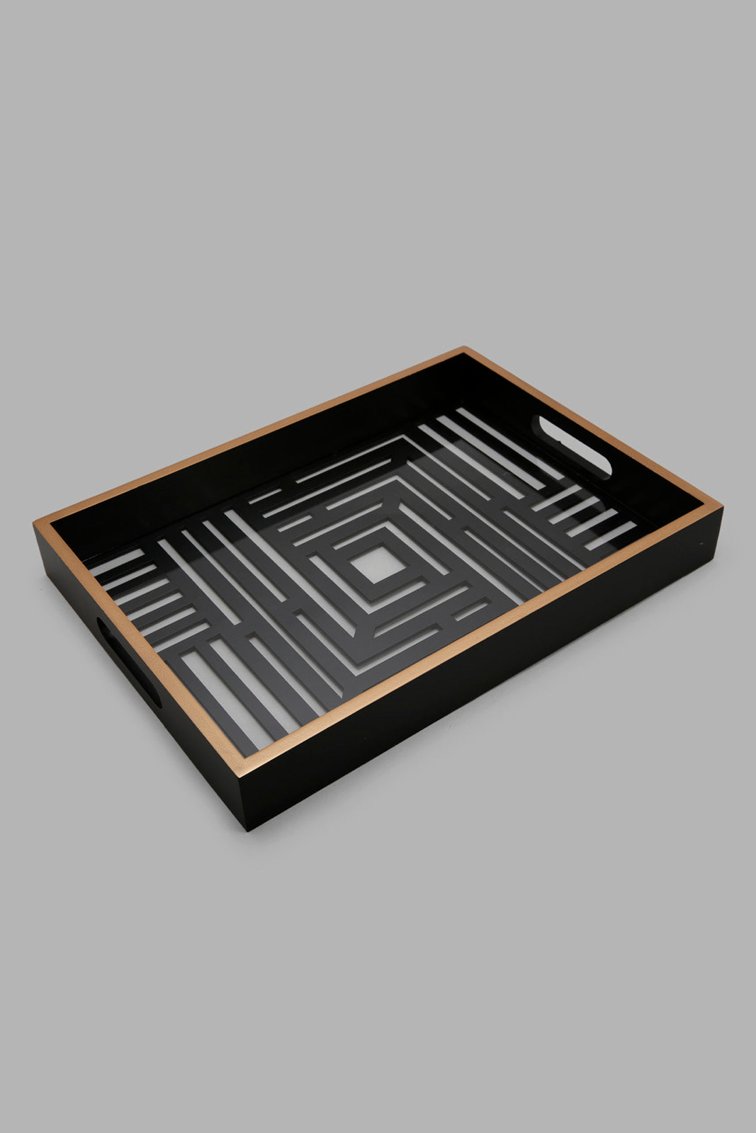 Redtag-Gold-And-Black-Rectangle-Laser-Cut-Tray-(Medium)-Category:Trays,-Colour:Black,-ContentTest,-Deals:New-In,-Filter:Home-Dining,-HMW-DIN-Serveware,-New-In-HMW-DIN,-Non-Sale,-Section:Homewares,-W22A-Home-Dining-