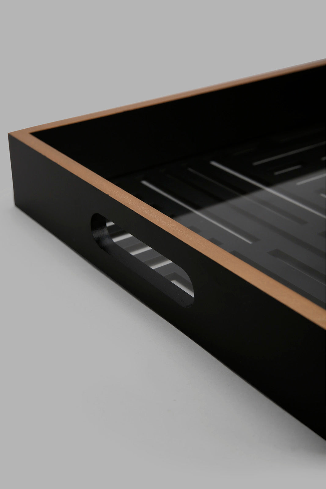 Redtag-Gold-And-Black-Rectangle-Laser-Cut-Tray-(Medium)-Category:Trays,-Colour:Black,-ContentTest,-Deals:New-In,-Filter:Home-Dining,-HMW-DIN-Serveware,-New-In-HMW-DIN,-Non-Sale,-Section:Homewares,-W22A-Home-Dining-