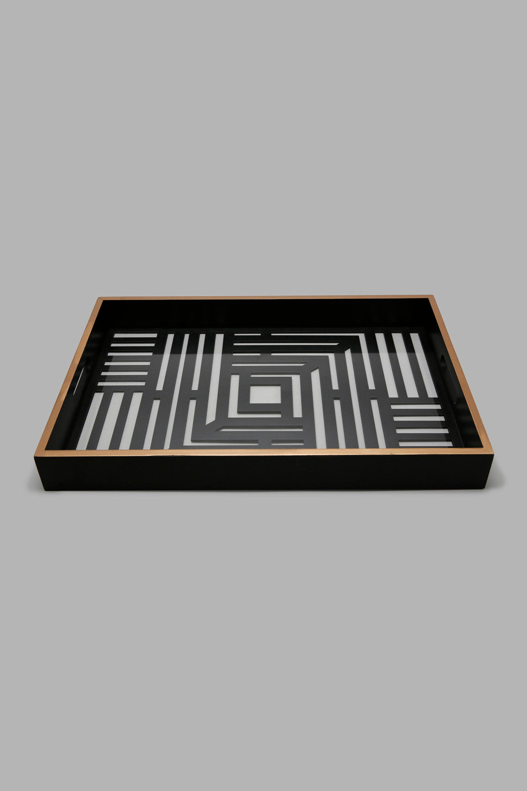 Redtag-Gold-And-Black-Rectangle-Laser-Cut-Tray-(Large)-Category:Trays,-Colour:Black,-Deals:New-In,-Filter:Home-Dining,-HMW-DIN-Serveware,-New-In-HMW-DIN,-Non-Sale,-Section:Homewares,-W22A-Home-Dining-