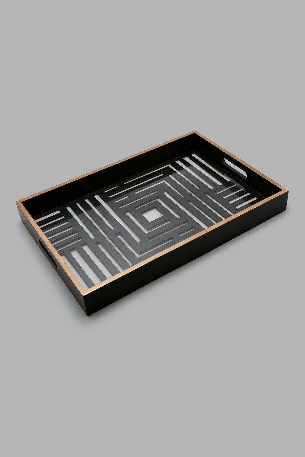Redtag-Gold-And-Black-Rectangle-Laser-Cut-Tray-(Large)-Category:Trays,-Colour:Black,-Deals:New-In,-Filter:Home-Dining,-HMW-DIN-Serveware,-New-In-HMW-DIN,-Non-Sale,-Section:Homewares,-W22A-Home-Dining-