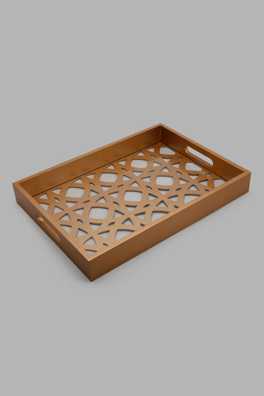Redtag-Gold-Rectangle-Laser-Cut-Tray-(Medium)-Category:Trays,-Colour:Gold,-Deals:New-In,-Filter:Home-Dining,-HMW-DIN-Serveware,-New-In-HMW-DIN,-Non-Sale,-Section:Homewares,-W22A-Home-Dining-
