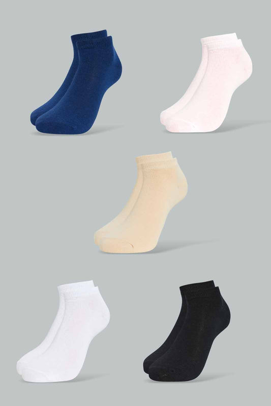 Redtag-Black/White/Beige/Navy/Pale-Pink-Plain-Ankle-Socks-(5-Pack)-365,-Bundle,-Category:Socks,-Colour:Assorted,-Deals:4-For-90,-Deals:New-In,-Filter:Women's-Clothing,-New-In-Women-APL,-Section:Women,-Women-Socks--