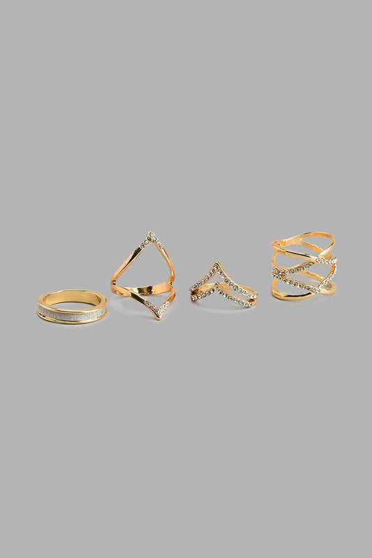 Redtag-Gold-Rings-Set-(4-Piece)-Colour:Gold,-Filter:Women's-Accessories,-New-In,-New-In-Women-ACC,-Non-Sale,-S22A,-Women-Jewellery-Women-