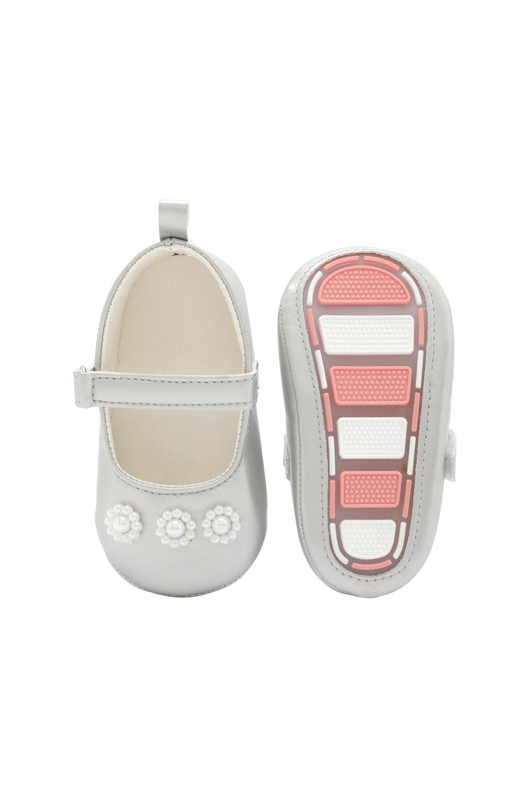 Redtag-Silver-Pram-Shoe-2FOR69,-Category:Shoes,-Colour:Silver,-Deals:2-FOR-69,-Deals:New-In,-Dept:New-Born,-Filter:Baby-Footwear-(0-to-18-Mths),-NBF-Shoes,-New-In-NBF-FOO,-S22C,-Section:Boys-(0-to-14Yrs)-Baby-