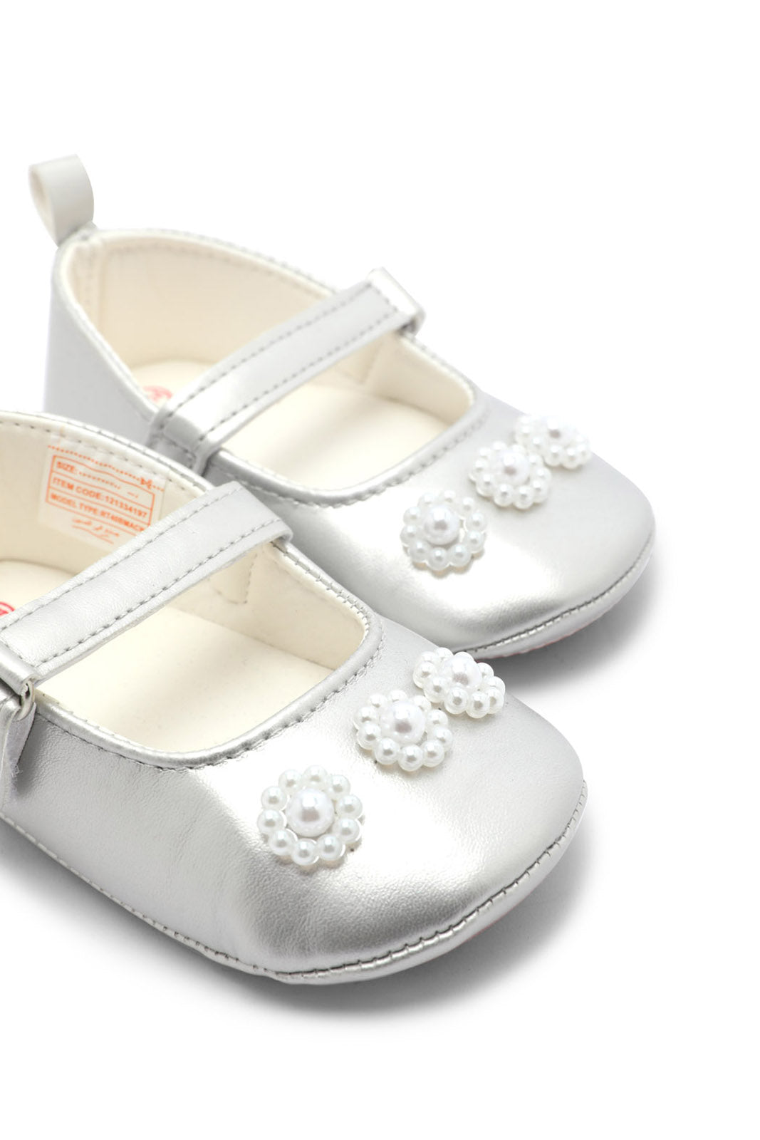 Redtag-Silver-Pram-Shoe-2FOR69,-Category:Shoes,-Colour:Silver,-Deals:2-FOR-69,-Deals:New-In,-Dept:New-Born,-Filter:Baby-Footwear-(0-to-18-Mths),-NBF-Shoes,-New-In-NBF-FOO,-S22C,-Section:Boys-(0-to-14Yrs)-Baby-