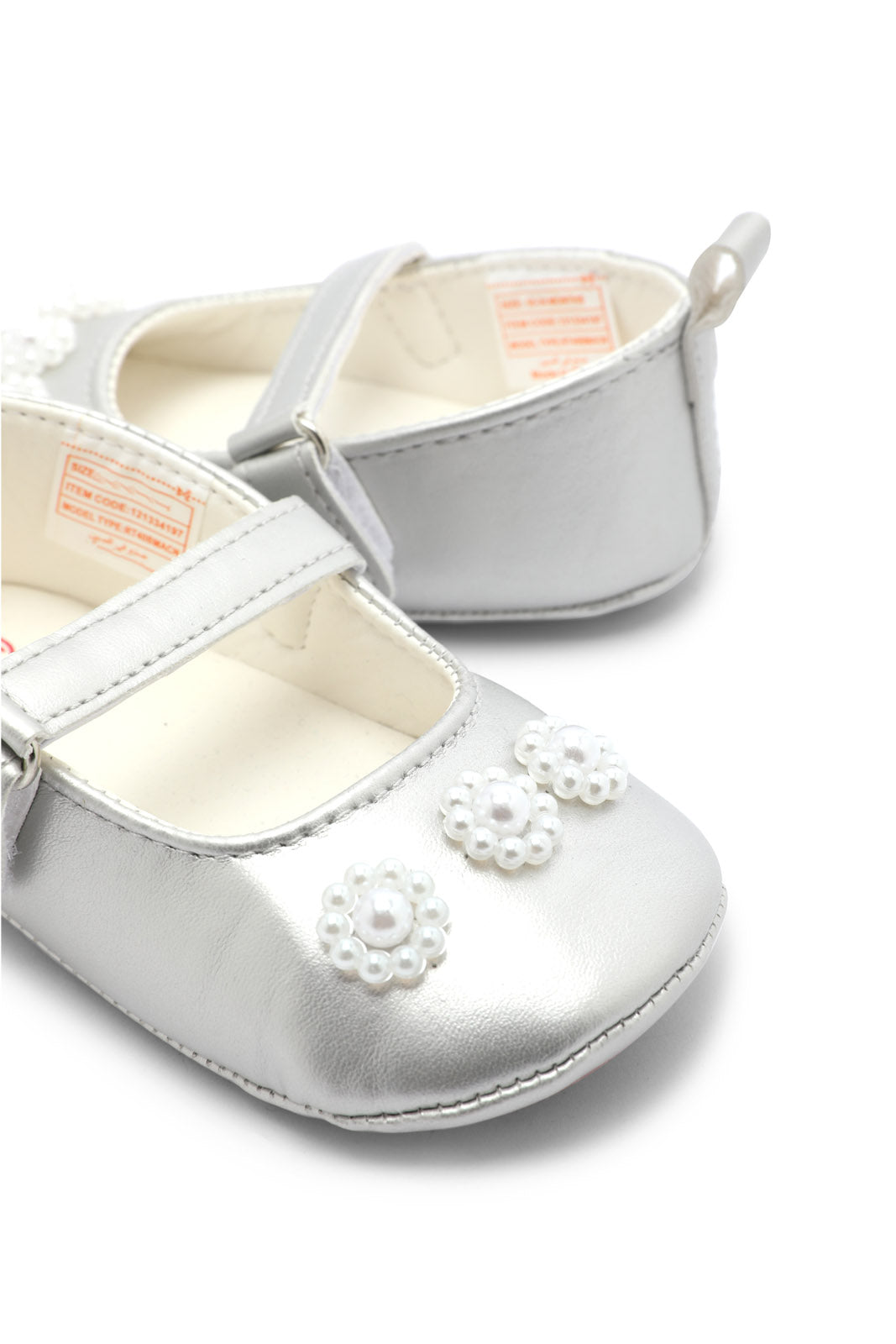 Redtag-Silver-Pram-Shoe-2FOR69,-Category:Shoes,-Colour:Silver,-Deals:2-FOR-69,-Deals:New-In,-Dept:New-Born,-Filter:Baby-Footwear-(0-to-18-Mths),-NBF-Shoes,-New-In-NBF-FOO,-S22C,-Section:Boys-(0-to-14Yrs)-Baby-