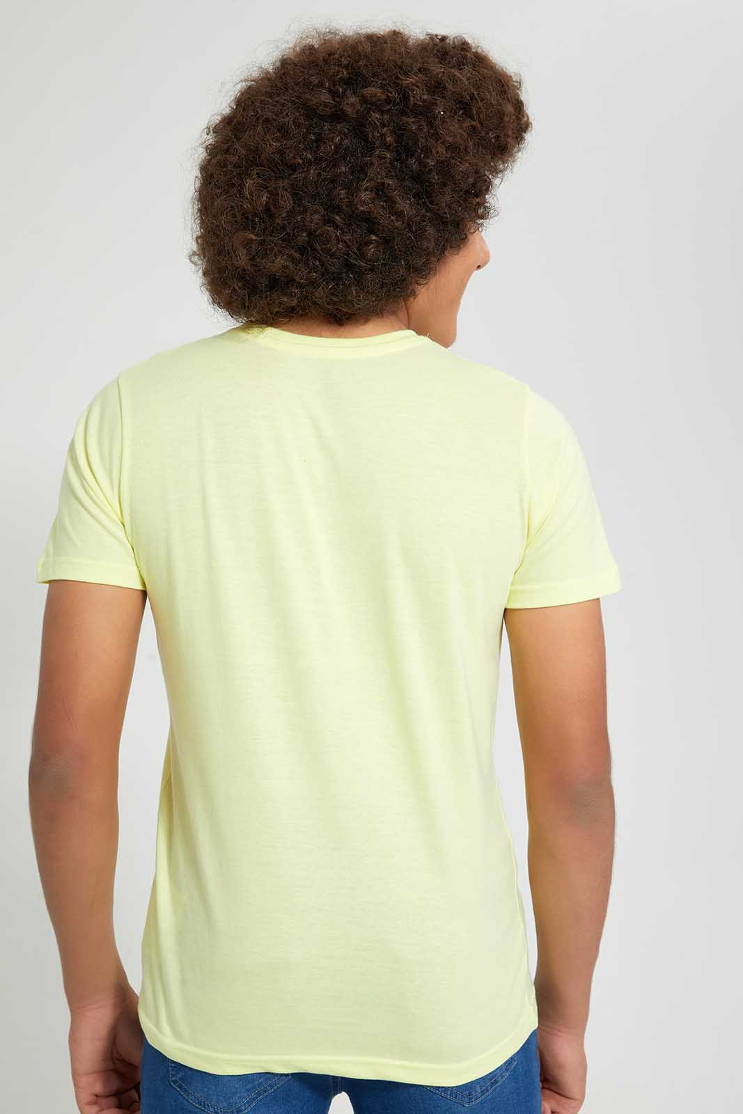 Redtag-Yellow-Emboss-Surf-T-Shirt-All-Over-Prints-Senior-Boys-9 to 14 Years