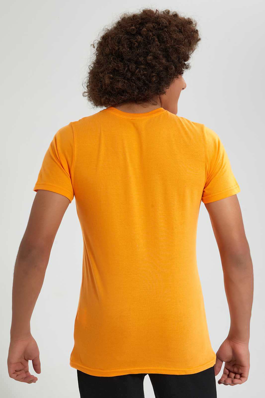 Redtag-Orange-Puff-&-Digital-Print-T-Shirt-All-Over-Prints-Senior-Boys-9 to 14 Years