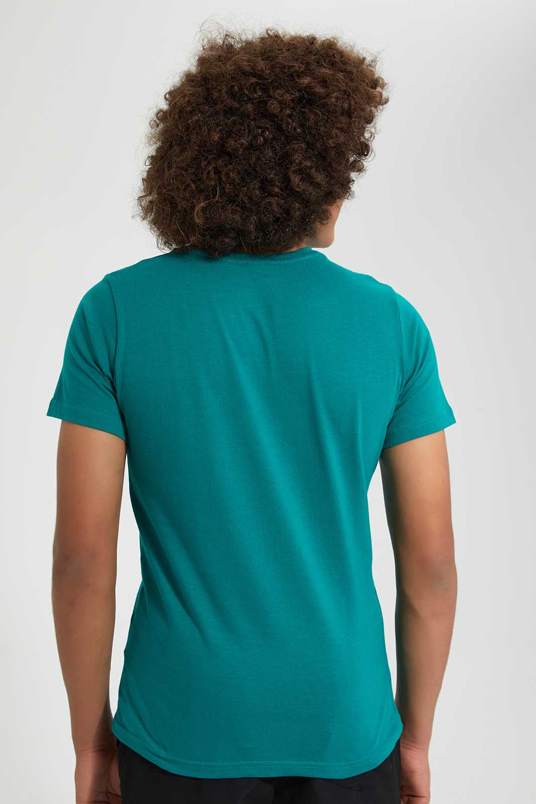 Redtag-Green-Flock-Controller-T-Shirt-All-Over-Prints-Senior-Boys-9 to 14 Years