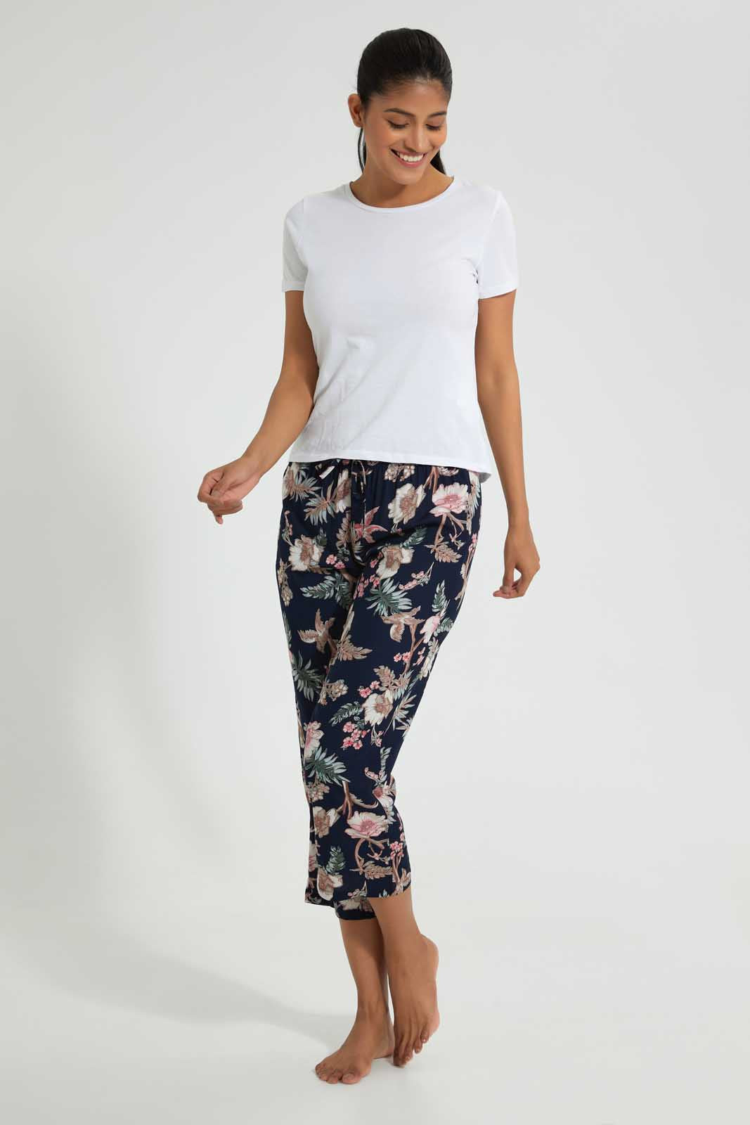 Redtag-Navy-Floral-Printed-Pyjama-Bottom-Pyjama-Bottoms-Women's-