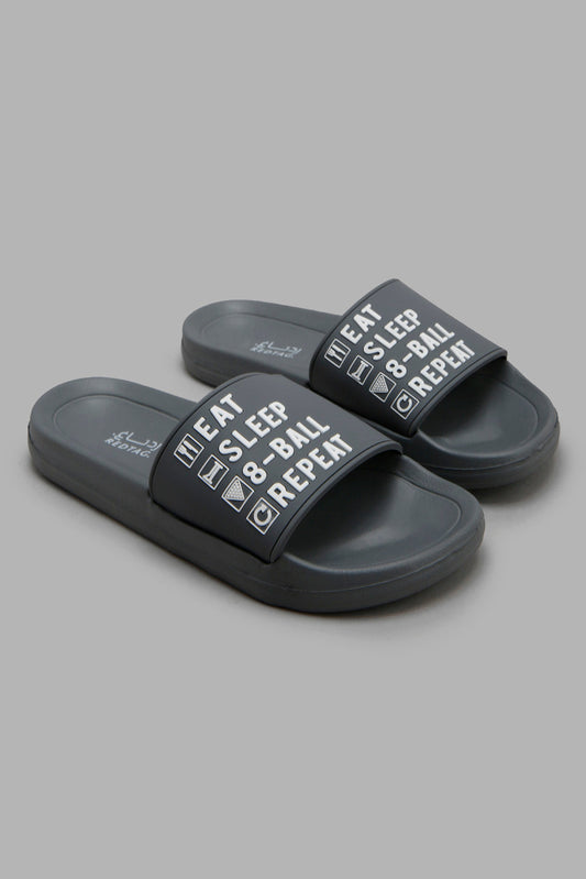 Redtag-Grey-Slogan-Embossed-Slide-BSR-Flip-Flops,-Category:Flip-Flops,-Colour:Grey,-Deals:3-For-90,-Deals:New-In,-Filter:Boys-Footwear-(5-to-14-Yrs),-New-In-BSR-FOO,-S22C,-Section:Boys-(0-to-14Yrs)-Senior-Boys-5 to 14 Years