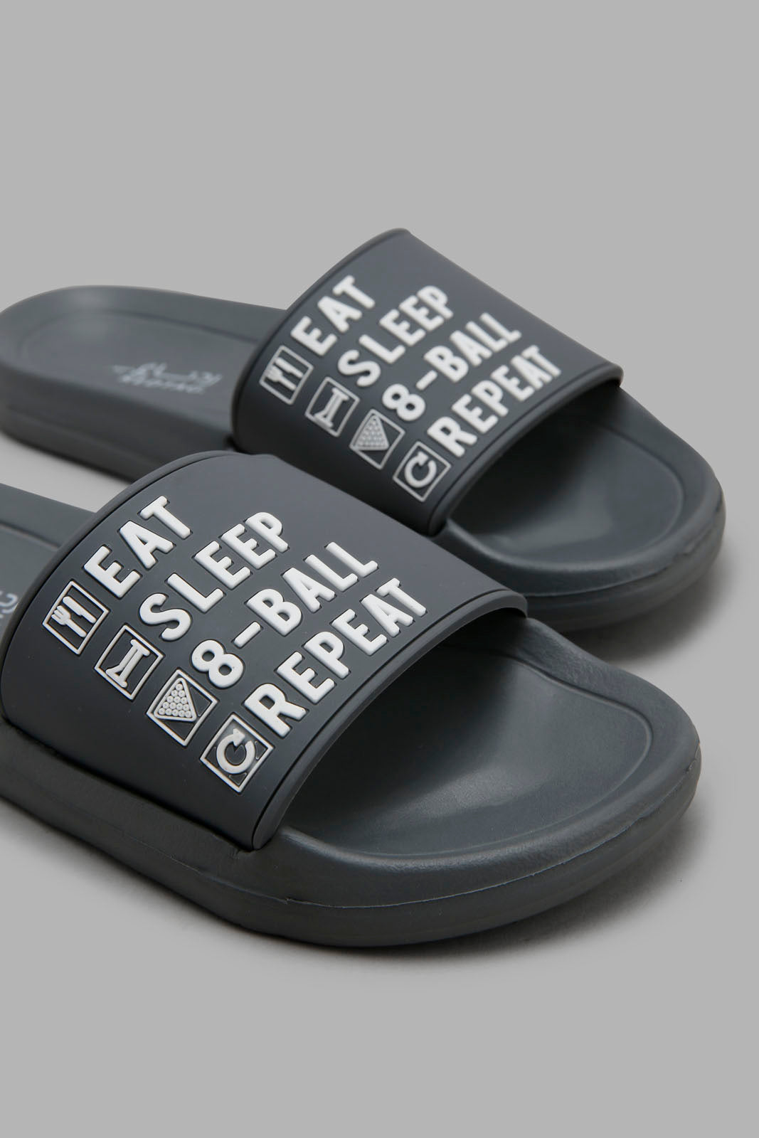 Redtag-Grey-Slogan-Embossed-Slide-BSR-Flip-Flops,-Category:Flip-Flops,-Colour:Grey,-Deals:3-For-90,-Deals:New-In,-Filter:Boys-Footwear-(5-to-14-Yrs),-New-In-BSR-FOO,-S22C,-Section:Boys-(0-to-14Yrs)-Senior-Boys-5 to 14 Years