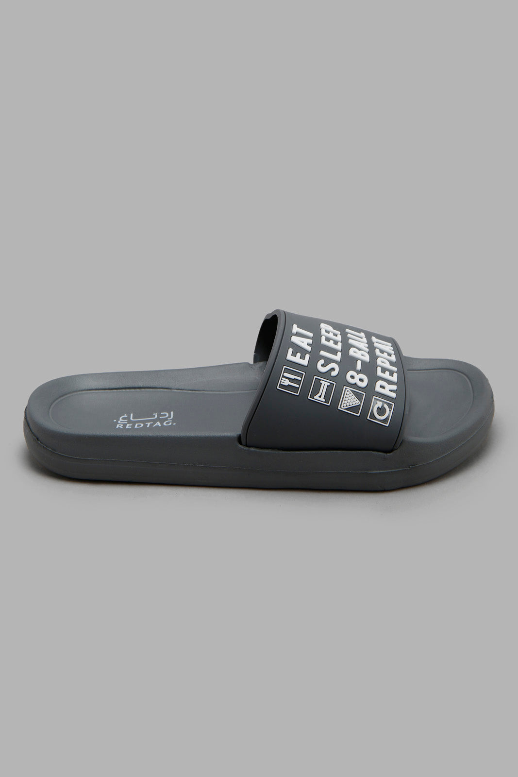 Redtag-Grey-Slogan-Embossed-Slide-BSR-Flip-Flops,-Category:Flip-Flops,-Colour:Grey,-Deals:3-For-90,-Deals:New-In,-Filter:Boys-Footwear-(5-to-14-Yrs),-New-In-BSR-FOO,-S22C,-Section:Boys-(0-to-14Yrs)-Senior-Boys-5 to 14 Years