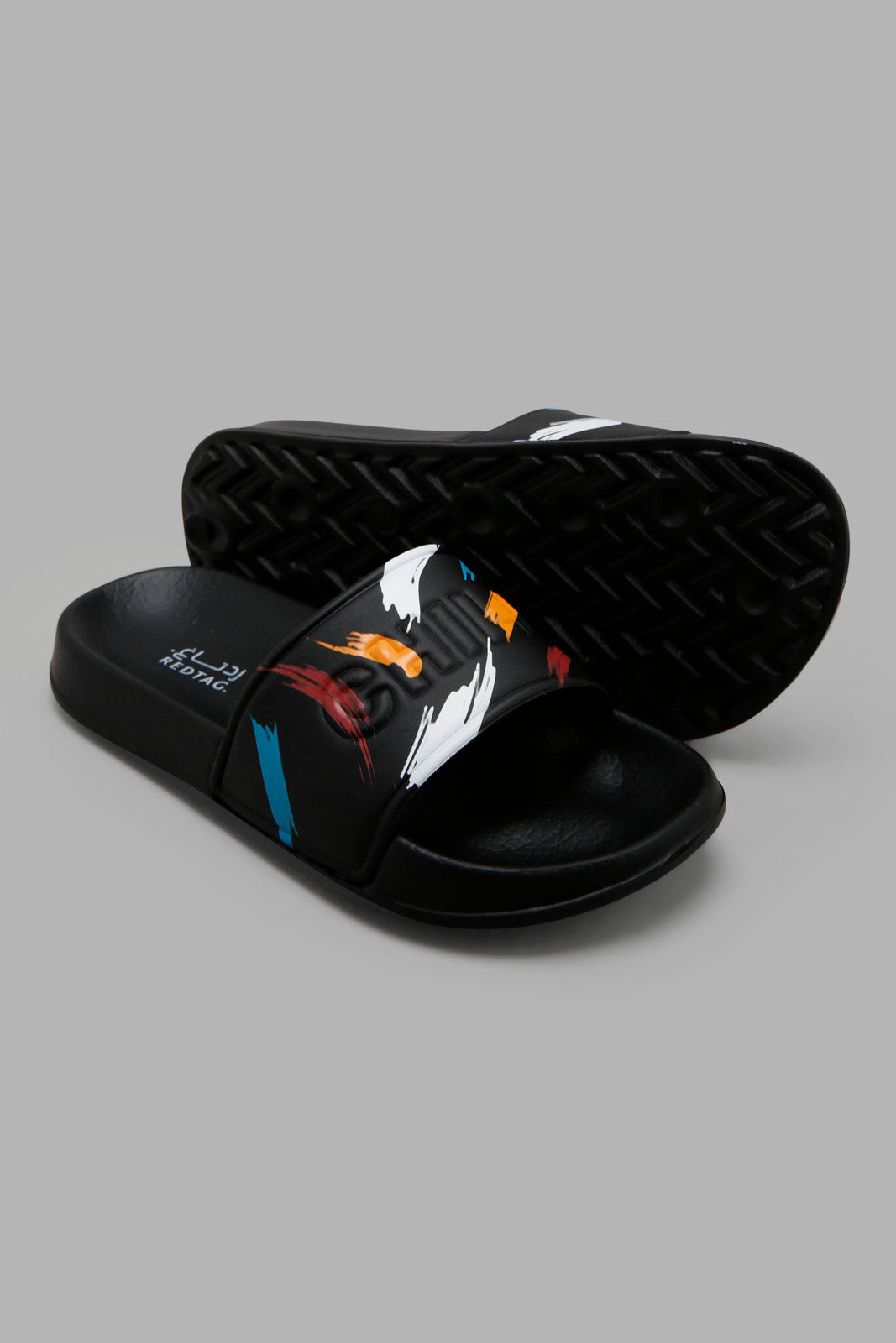 Redtag-Black-Paint-Splash-Slide-BSR-Flip-Flops,-Category:Flip-Flops,-Colour:Black,-Filter:Boys-Footwear-(5-to-14-Yrs),-Non-Sale,-S22C,-Section:Boys-(0-to-14Yrs)-Senior-Boys-5 to 14 Years