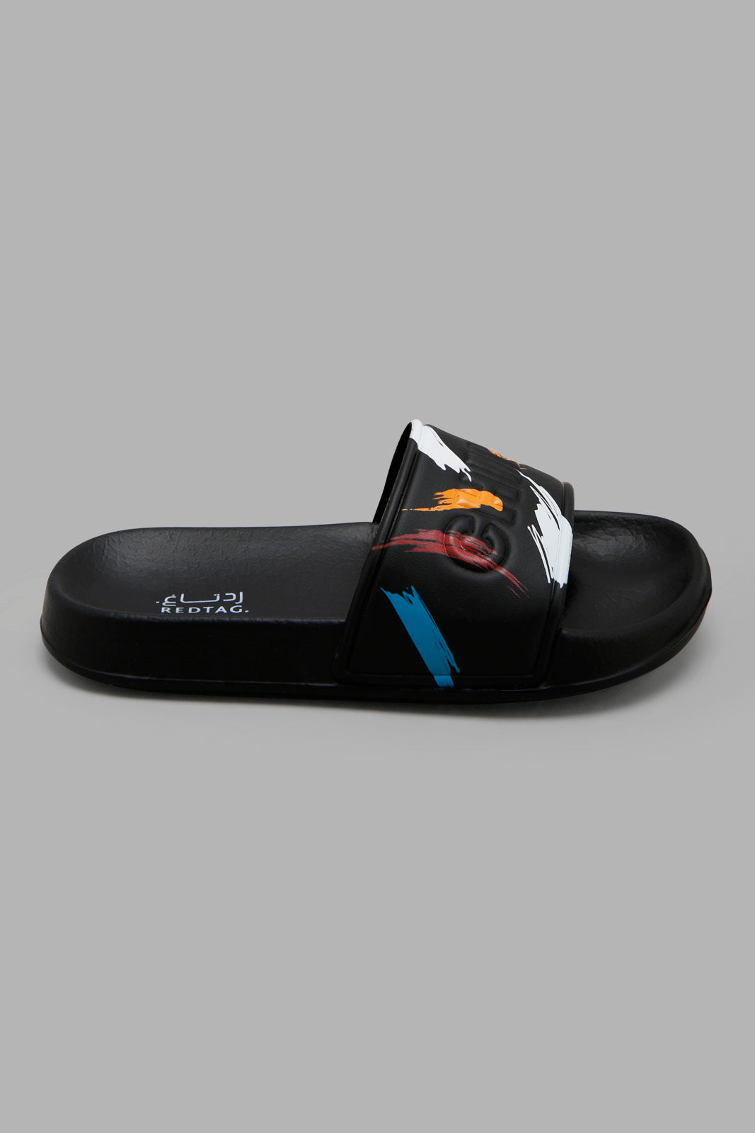 Redtag-Black-Paint-Splash-Slide-BSR-Flip-Flops,-Category:Flip-Flops,-Colour:Black,-Filter:Boys-Footwear-(5-to-14-Yrs),-Non-Sale,-S22C,-Section:Boys-(0-to-14Yrs)-Senior-Boys-5 to 14 Years