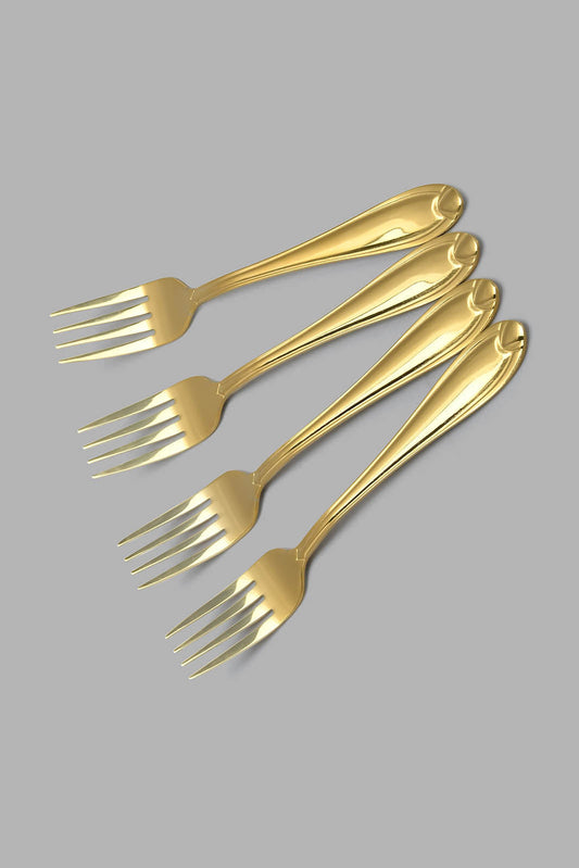 Redtag-Gold-Cake-Fork-Set-(4-Piece)-cake-Fork-Home-Dining-