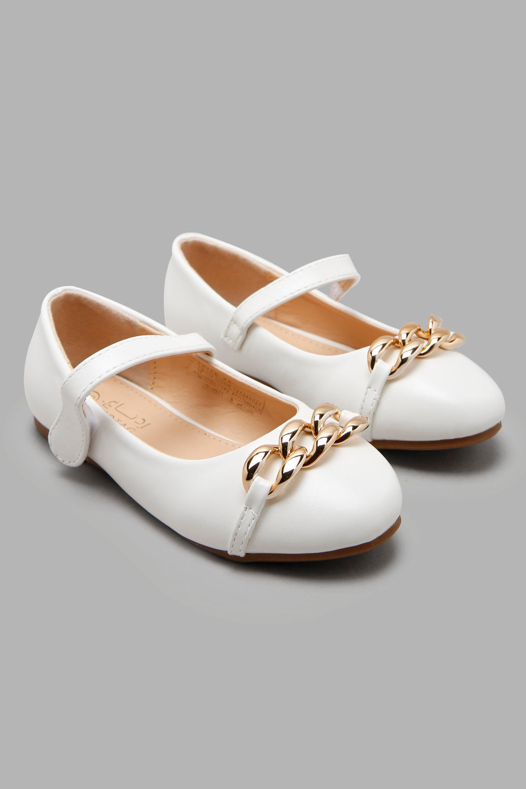 Redtag-White-Chain-Ballerina-Category:Shoes,-Colour:White,-Deals:New-In,-Filter:Girls-Footwear-(3-to-5-Yrs),-GIR-Shoes,-New-In-GIR-FOO,-Non-Sale,-Section:Girls-(0-to-14Yrs),-W22A-Girls-3 to 5 Years