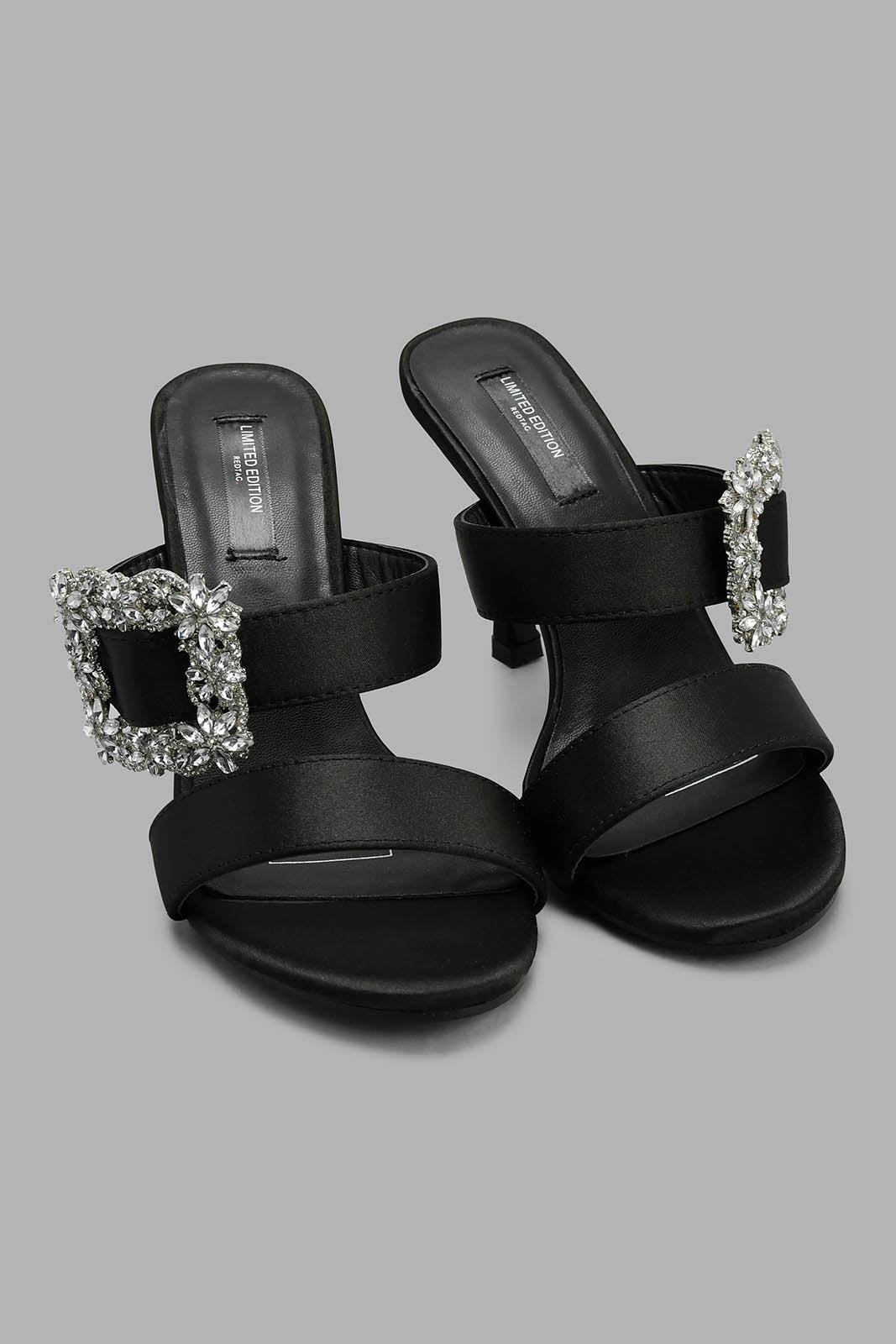 Redtag-Black-Mule-With-Buckle-Trim-Court-Shoes-Women's-