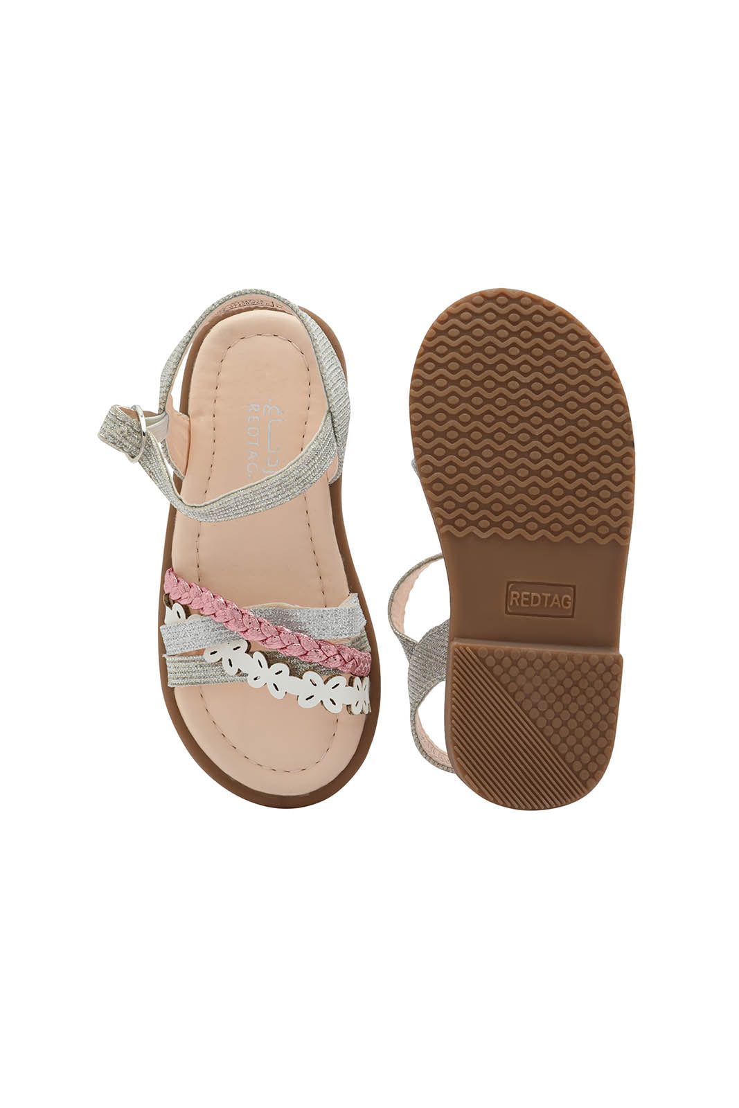 Redtag-Pale-Pink-Braid-Sandal-Bundle,-Category:Shoes,-Colour:Pink,-Deals:New-In,-Dept:Girls,-Filter:Girls-Footwear-(1-to-3-Yrs),-ING-Shoes,-New-In-ING-FOO,-S22C,-Section:Girls-(0-to-14Yrs)-Infant-Girls-1 to 3 Years