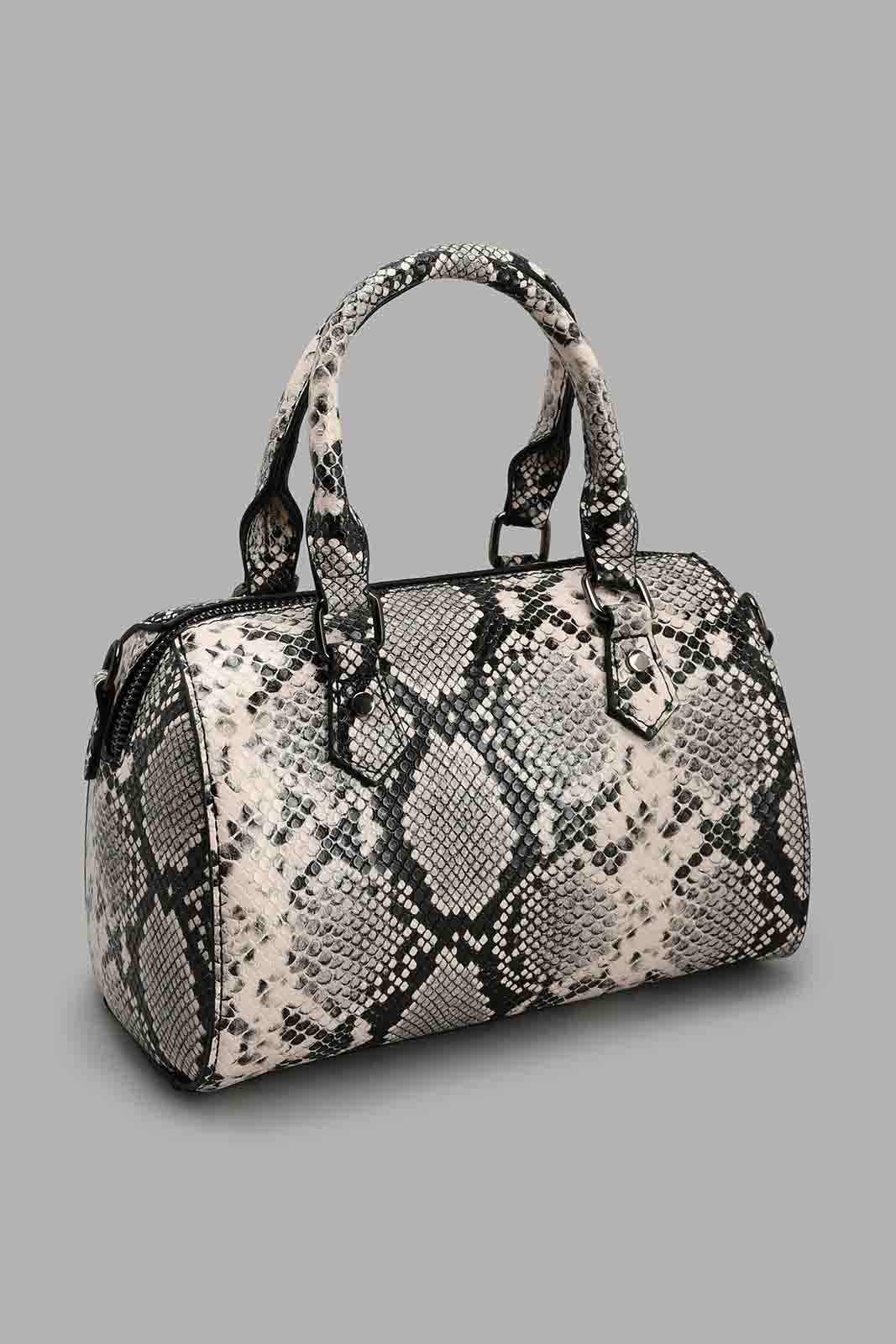 Redtag-Black-Snake-Textured-Day-Bag-Day-Bags-Women-