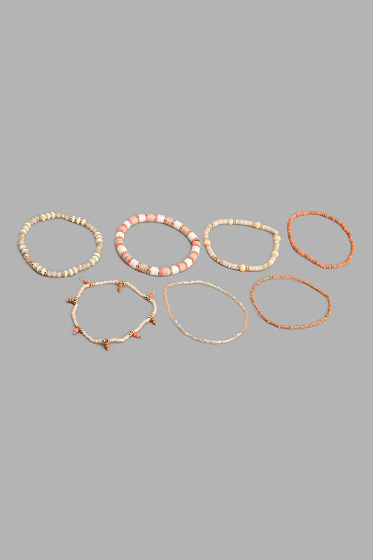 Redtag-Gold-And-Pink-Bracelets-(7-Piece)-Colour:Gold,-Colour:Pink,-Filter:Women's-Accessories,-New-In,-New-In-Women-ACC,-Non-Sale,-S22B,-Women-Jewellery-Women-