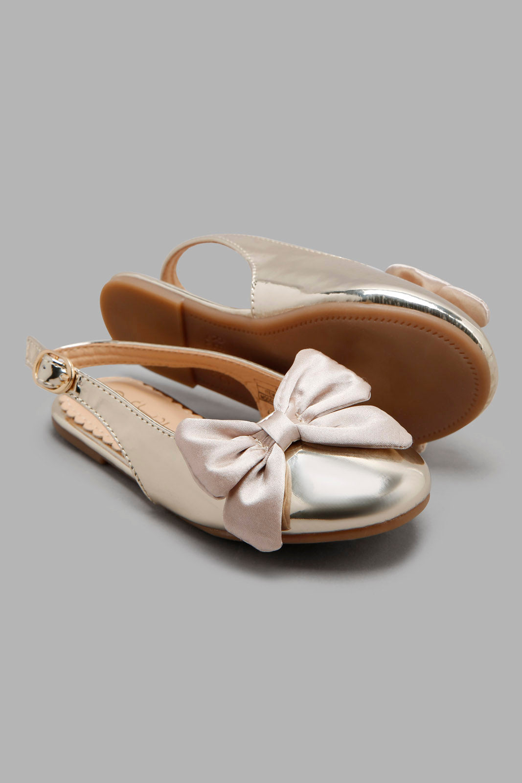 Redtag-Gold-Bow-Mules-Category:Shoes,-Colour:Gold,-Deals:New-In,-Filter:Girls-Footwear-(3-to-5-Yrs),-GIR-Shoes,-New-In-GIR-FOO,-Non-Sale,-Section:Girls-(0-to-14Yrs),-W22A-Girls-3 to 5 Years
