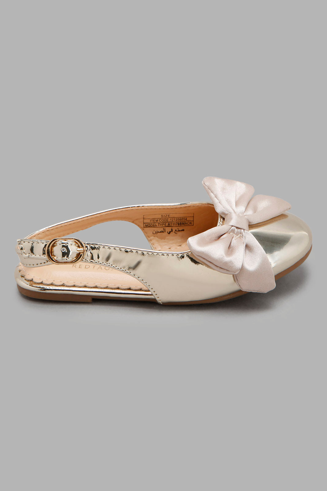 Redtag-Gold-Bow-Mules-Category:Shoes,-Colour:Gold,-Deals:New-In,-Filter:Girls-Footwear-(3-to-5-Yrs),-GIR-Shoes,-New-In-GIR-FOO,-Non-Sale,-Section:Girls-(0-to-14Yrs),-W22A-Girls-3 to 5 Years