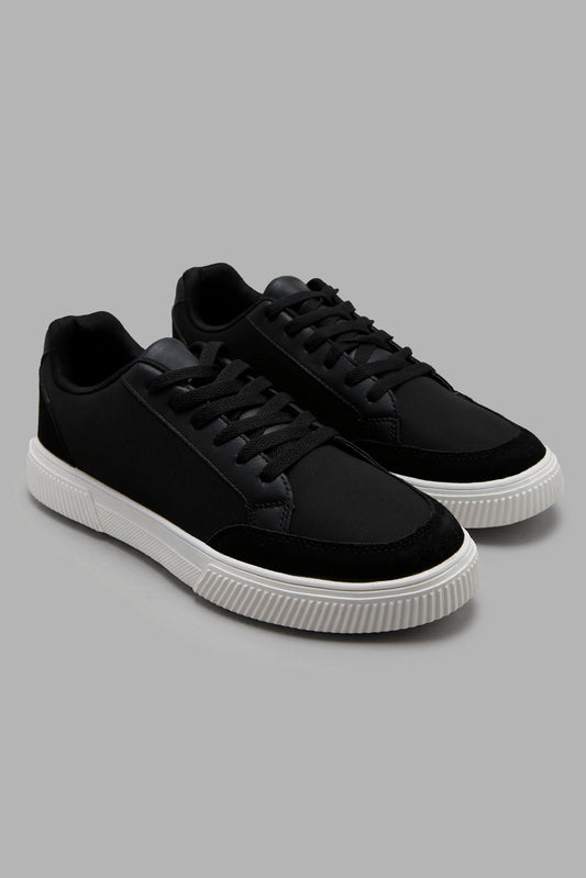 Redtag-Black-Lace-Up-Sneaker-Category:Shoes,-Colour:Black,-Deals:New-In,-Filter:Men's-Footwear,-Men-Shoes,-New-In-Men-FOO,-Non-Sale,-S22B,-Section:Men-Men's-