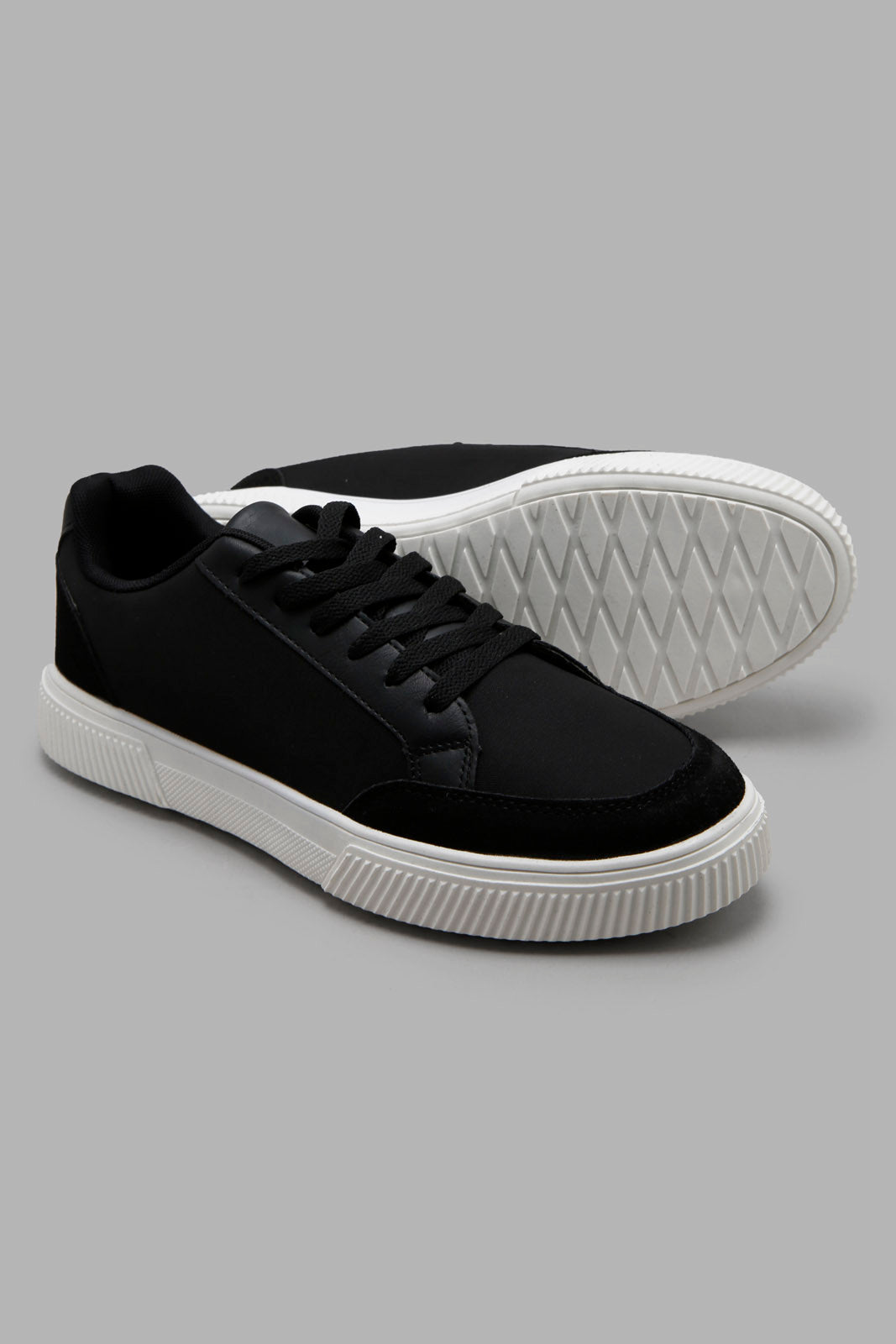 Redtag-Black-Lace-Up-Sneaker-Category:Shoes,-Colour:Black,-Deals:New-In,-Filter:Men's-Footwear,-Men-Shoes,-New-In-Men-FOO,-Non-Sale,-S22B,-Section:Men-Men's-