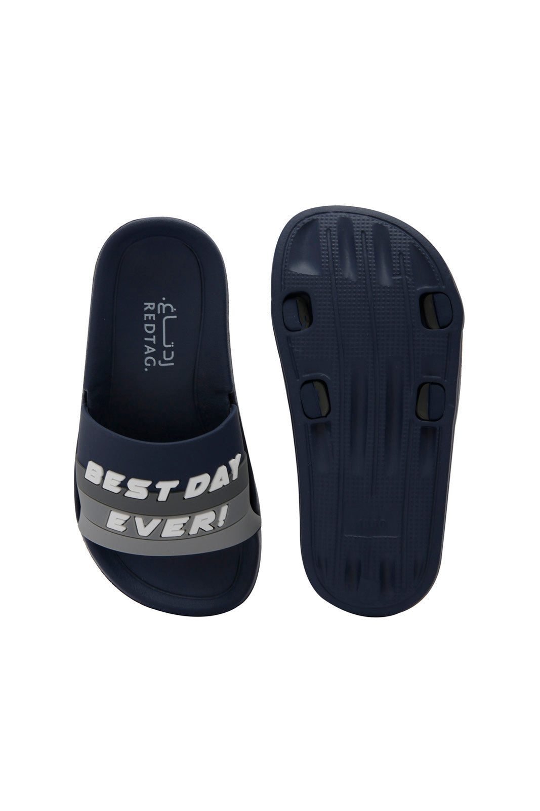 Redtag-Navy-Stripe-Print-Slide-BOY-Flip-Flops,-Category:Flip-Flops,-Colour:Navy,-Deals:New-In,-Dept:Boys,-Filter:Boys-Footwear-(3-to-5-Yrs),-New-In-BOY-FOO,-Section:Boys-(0-to-14Yrs),-W22O-Boys-3 to 5 Years