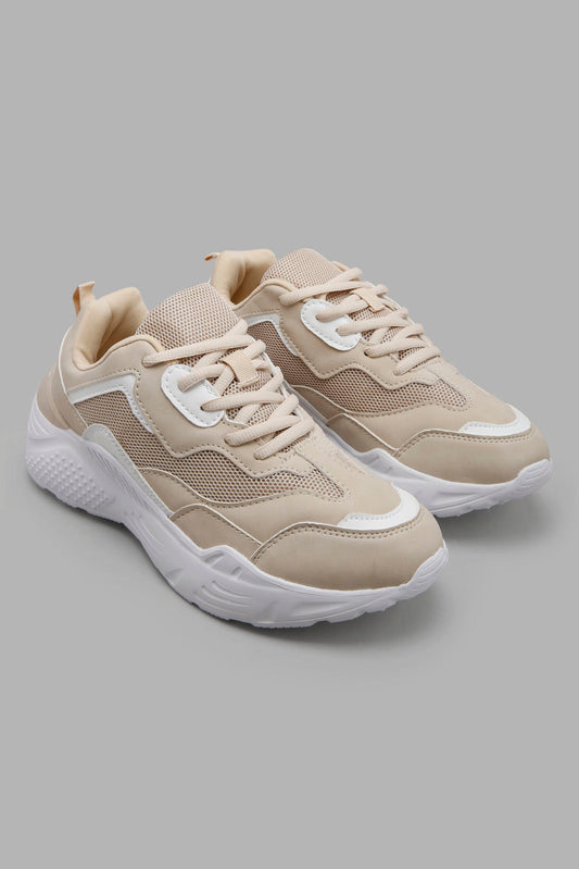 Redtag-Taupe-Lace-Up-Sneaker-Category:Trainers,-Colour:Taupe,-Filter:Women's-Footwear,-New-In,-New-In-Women-FOO,-Non-Sale,-Section:Women,-W22A,-Women-Trainers-Women's-
