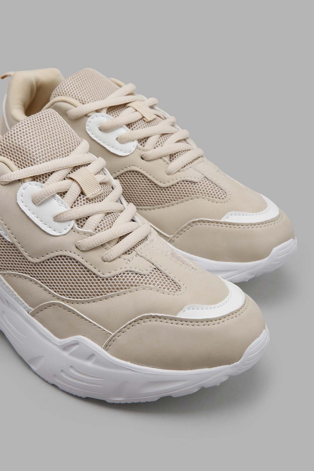 Redtag-Taupe-Lace-Up-Sneaker-Category:Trainers,-Colour:Taupe,-Filter:Women's-Footwear,-New-In,-New-In-Women-FOO,-Non-Sale,-Section:Women,-W22A,-Women-Trainers-Women's-
