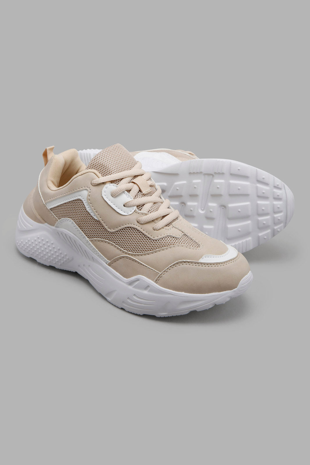 Redtag-Taupe-Lace-Up-Sneaker-Category:Trainers,-Colour:Taupe,-Filter:Women's-Footwear,-New-In,-New-In-Women-FOO,-Non-Sale,-Section:Women,-W22A,-Women-Trainers-Women's-
