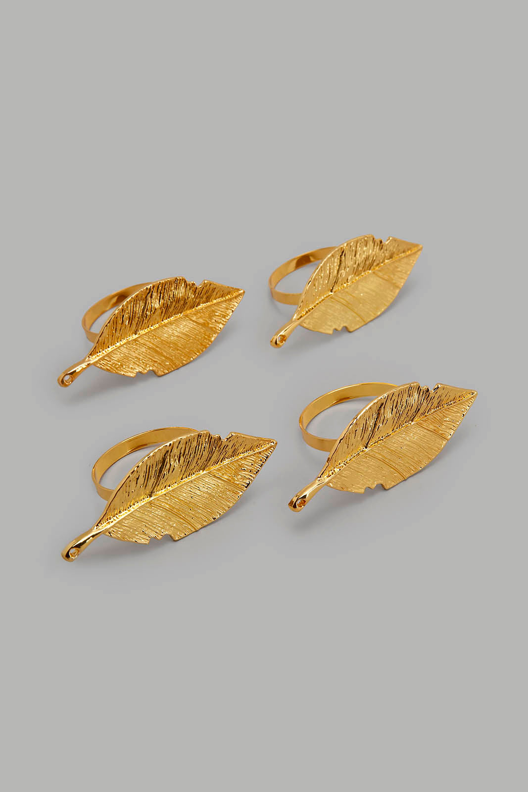 Redtag-Gold-Leaf-Napkin-Ring
(4-Piece)-Category:Napkins-&-Tissues,-Colour:Gold,-Filter:Home-Dining,-HMW-DIN-Kitchen-Accessories,-Non-Sale,-S22C,-Section:Homewares-Home-Dining-