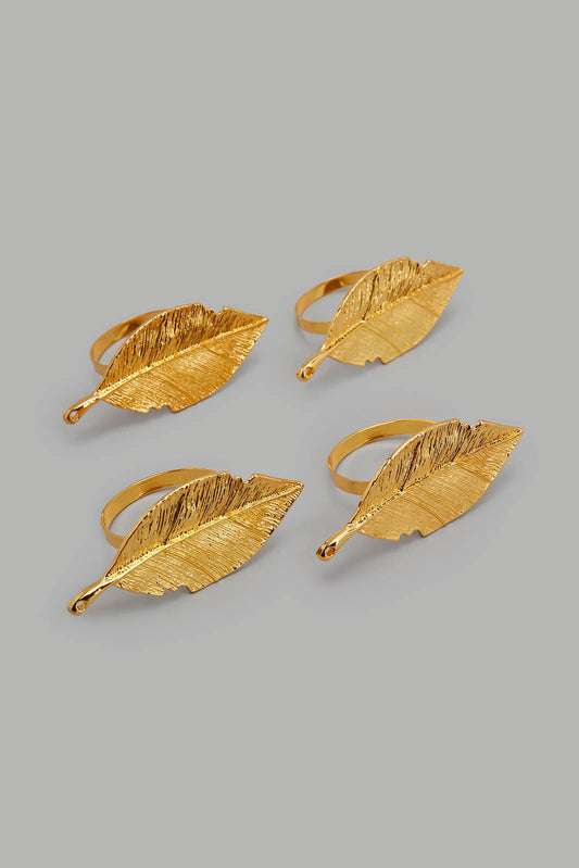 Redtag-Gold-Leaf-Napkin-Ring
(4-Piece)-Category:Napkins-&-Tissues,-Colour:Gold,-Filter:Home-Dining,-HMW-DIN-Kitchen-Accessories,-Non-Sale,-S22C,-Section:Homewares-Home-Dining-