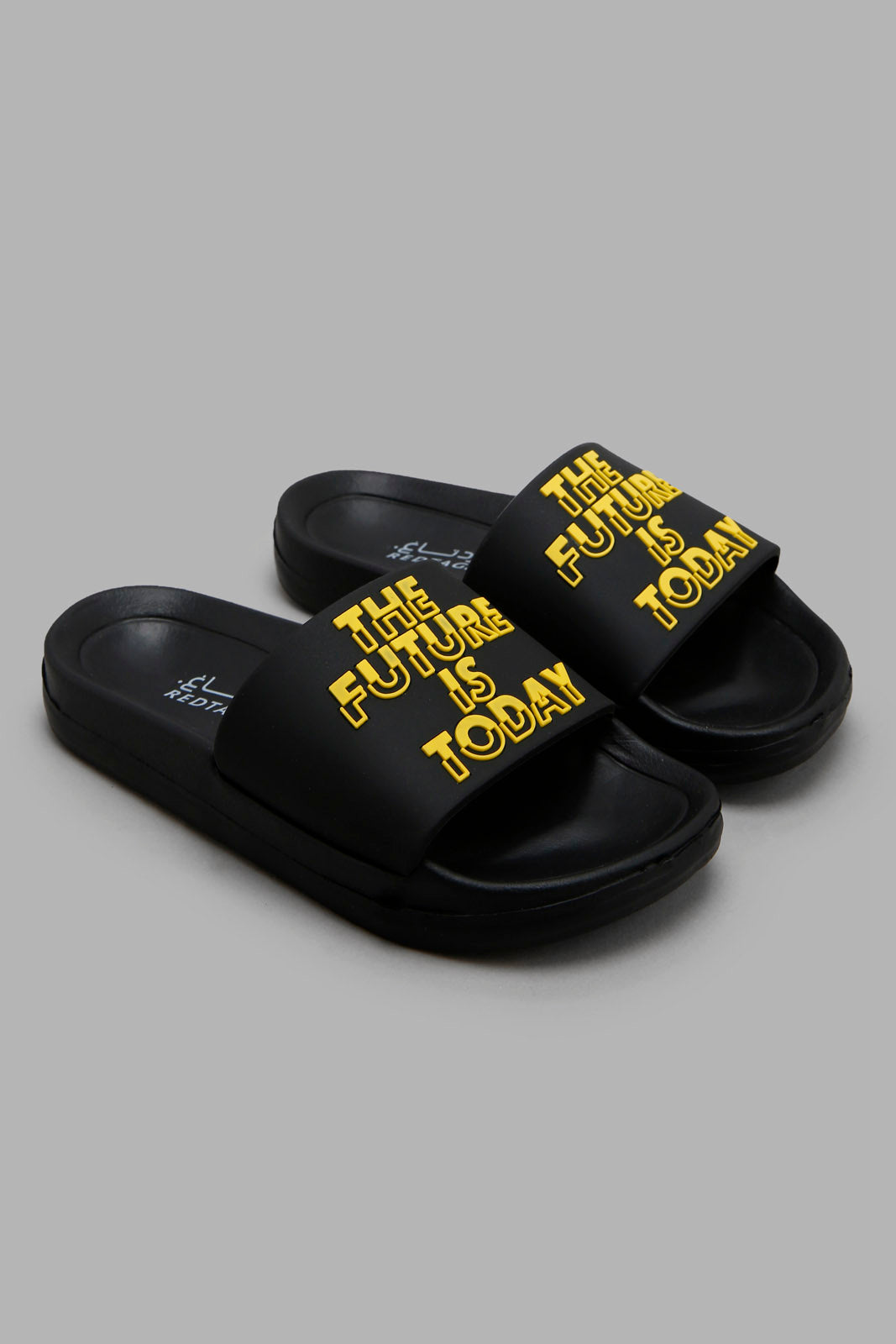 Redtag-Black-Slogan-Embossed-Slide-BOY-Flip-Flops,-Bundle,-Category:Flip-Flops,-Colour:Black,-Deals:4-For-90,-Deals:New-In,-Filter:Boys-Footwear-(3-to-5-Yrs),-New-In-BOY-FOO,-S22B,-Section:Boys-(0-to-14Yrs)-Boys-3 to 5 Years