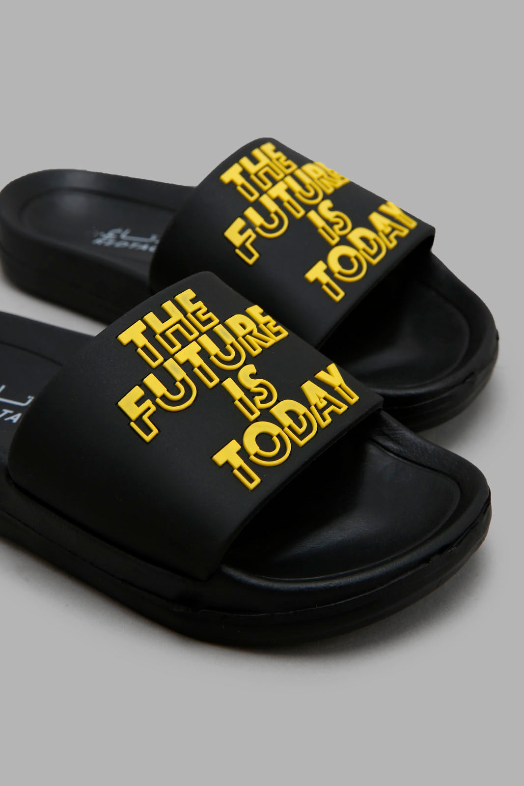Redtag-Black-Slogan-Embossed-Slide-BOY-Flip-Flops,-Bundle,-Category:Flip-Flops,-Colour:Black,-Deals:4-For-90,-Deals:New-In,-Filter:Boys-Footwear-(3-to-5-Yrs),-New-In-BOY-FOO,-S22B,-Section:Boys-(0-to-14Yrs)-Boys-3 to 5 Years