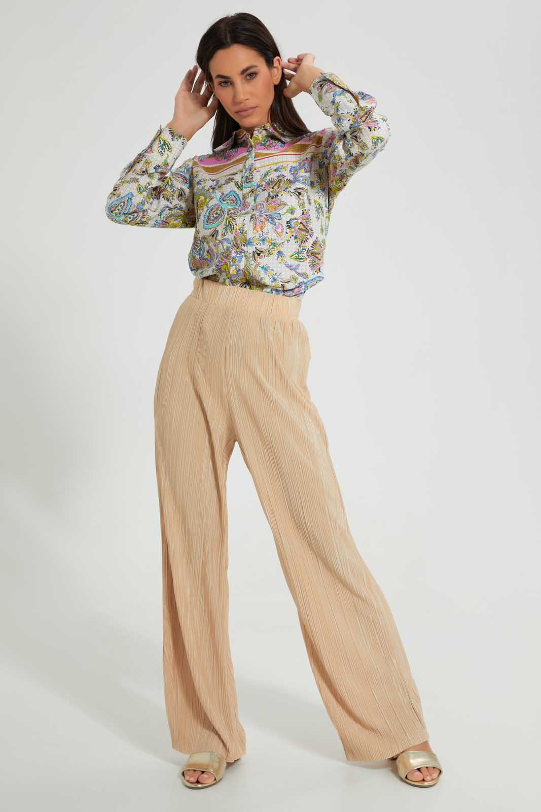 Redtag-Multi-Color-Paisley-Print-Satin-Shirt-Blouses-Women's-