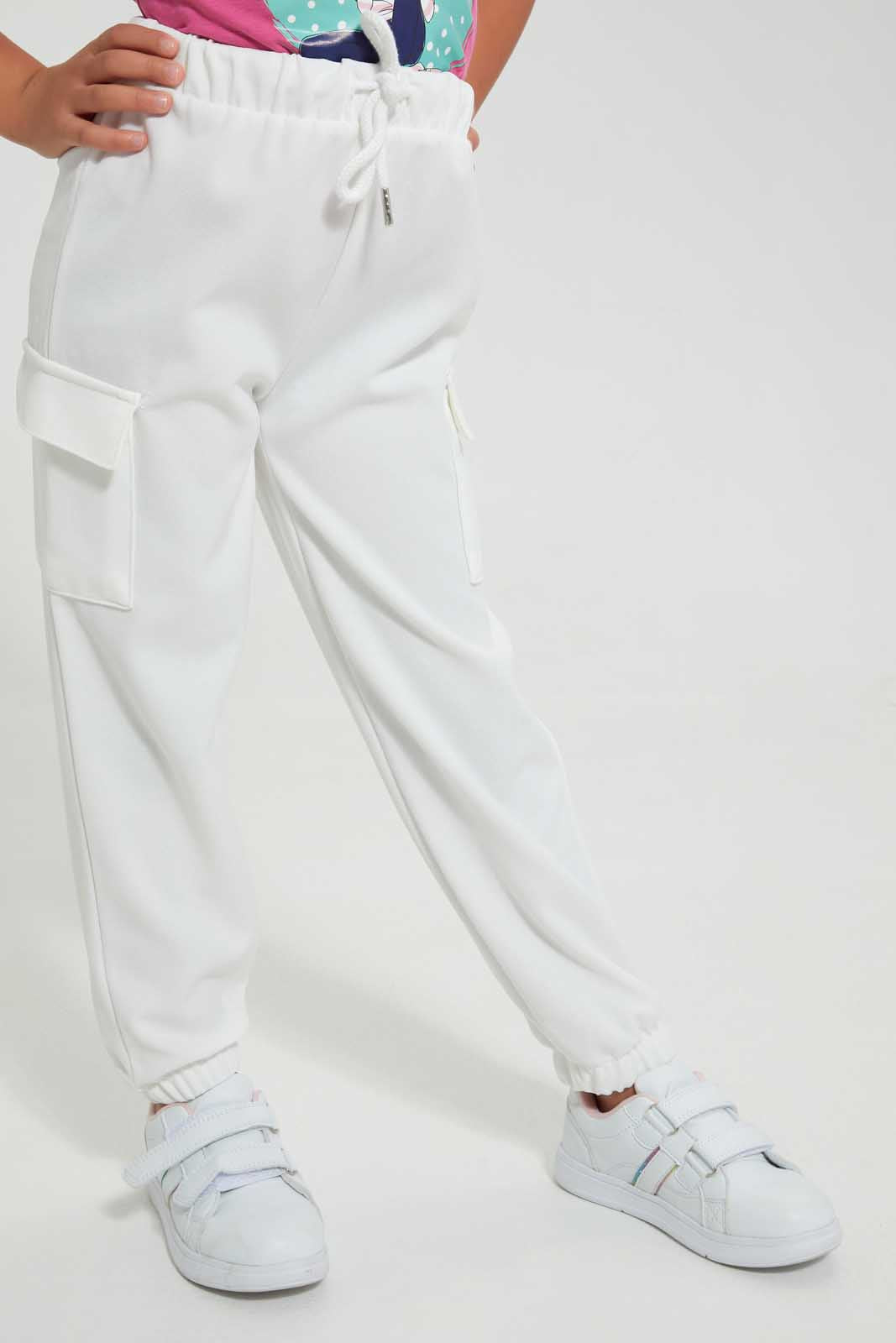 Redtag-Cream-Patch-Pocket-Trouser-Trousers-Girls-2 to 8 Years