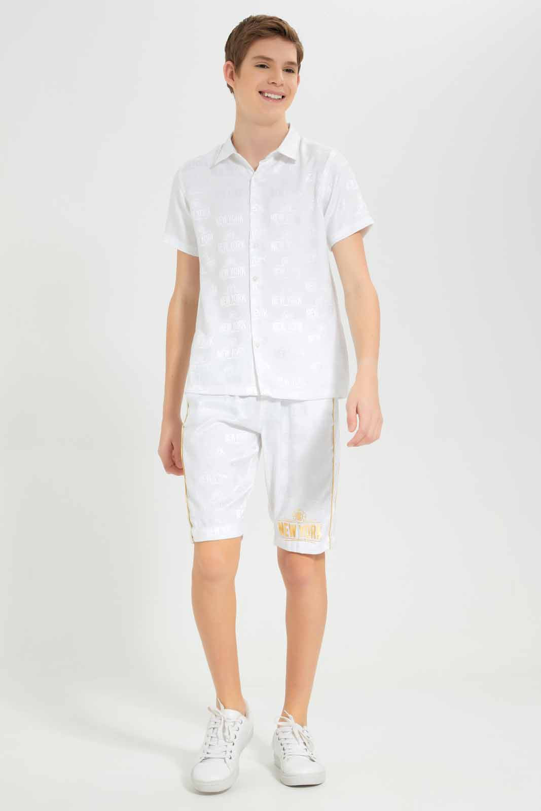 Redtag-White-Allover-Print-Casual-Shirt-BSR-Shirts,-Category:Shirts,-Colour:White,-EXE,-Filter:Senior-Boys-(8-to-14-Yrs),-Non-Sale,-S22C,-Section:Boys-(0-to-14Yrs)-Senior-Boys-9 to 14 Years